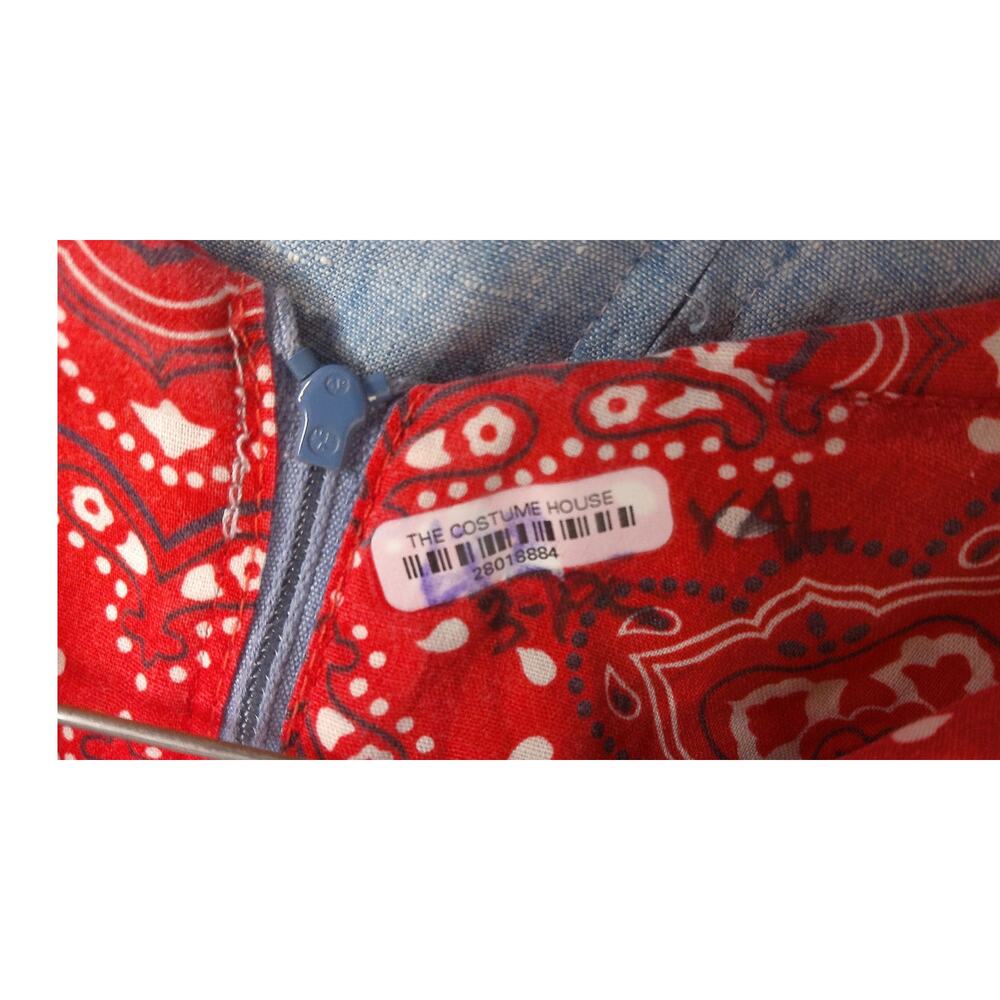 Vintage Blue Denim Look Dress Bandana Print Western Boho Costume LA - Picture 7 of 10